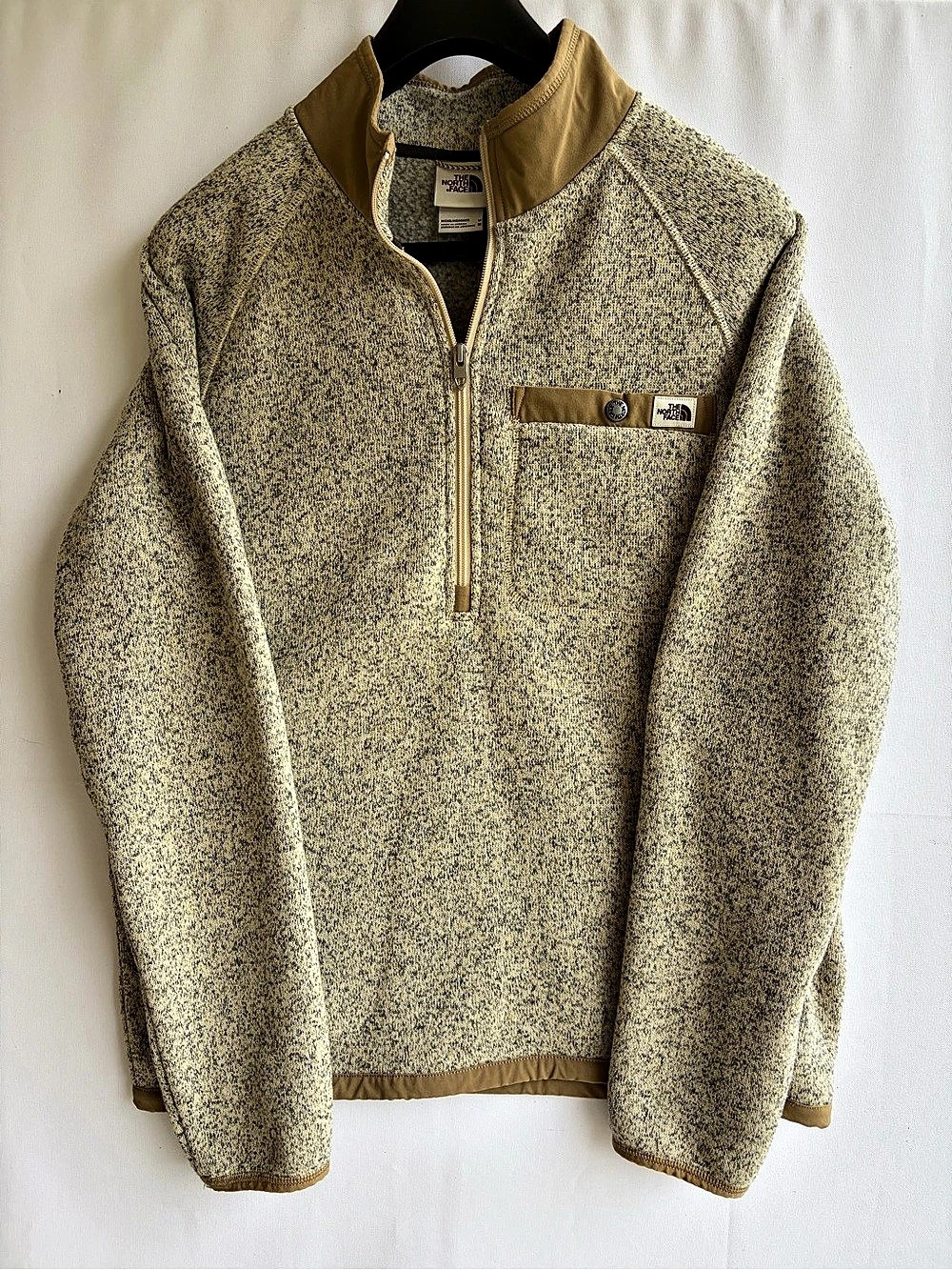 The North Face Men's Gordon Lyons 1/4 Zip Fleece Beige & Gray Medium